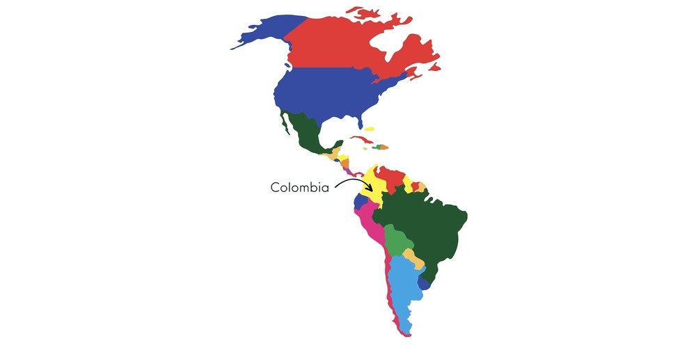 Location of Colombia in South America